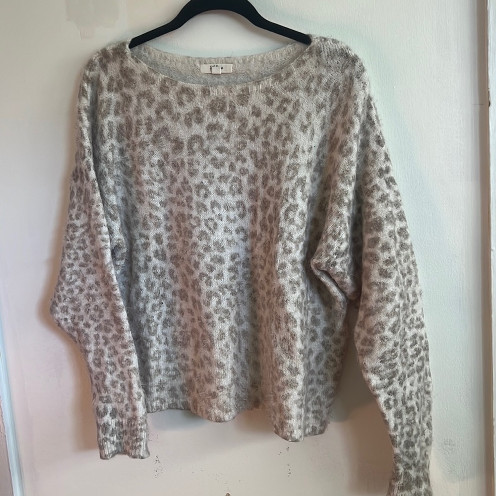 Super Soft Neutral Leopard Print Crew Neck Sweater